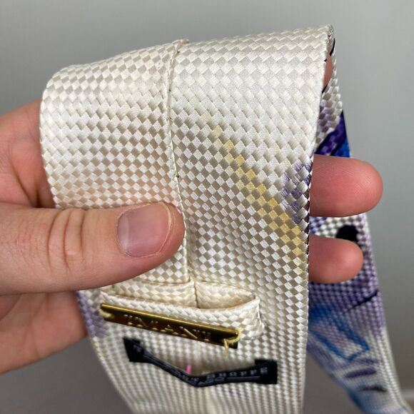 Imani Uomo Tie Men's 61x3.25 White Painted Unique Rare Medallion Signed Unique! - Picture 11 of 12